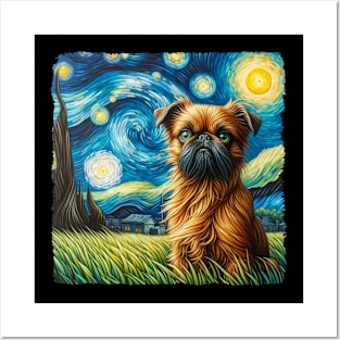 Starry Brussels Griffon Dog Portrait - Pet Portrait Posters and Art